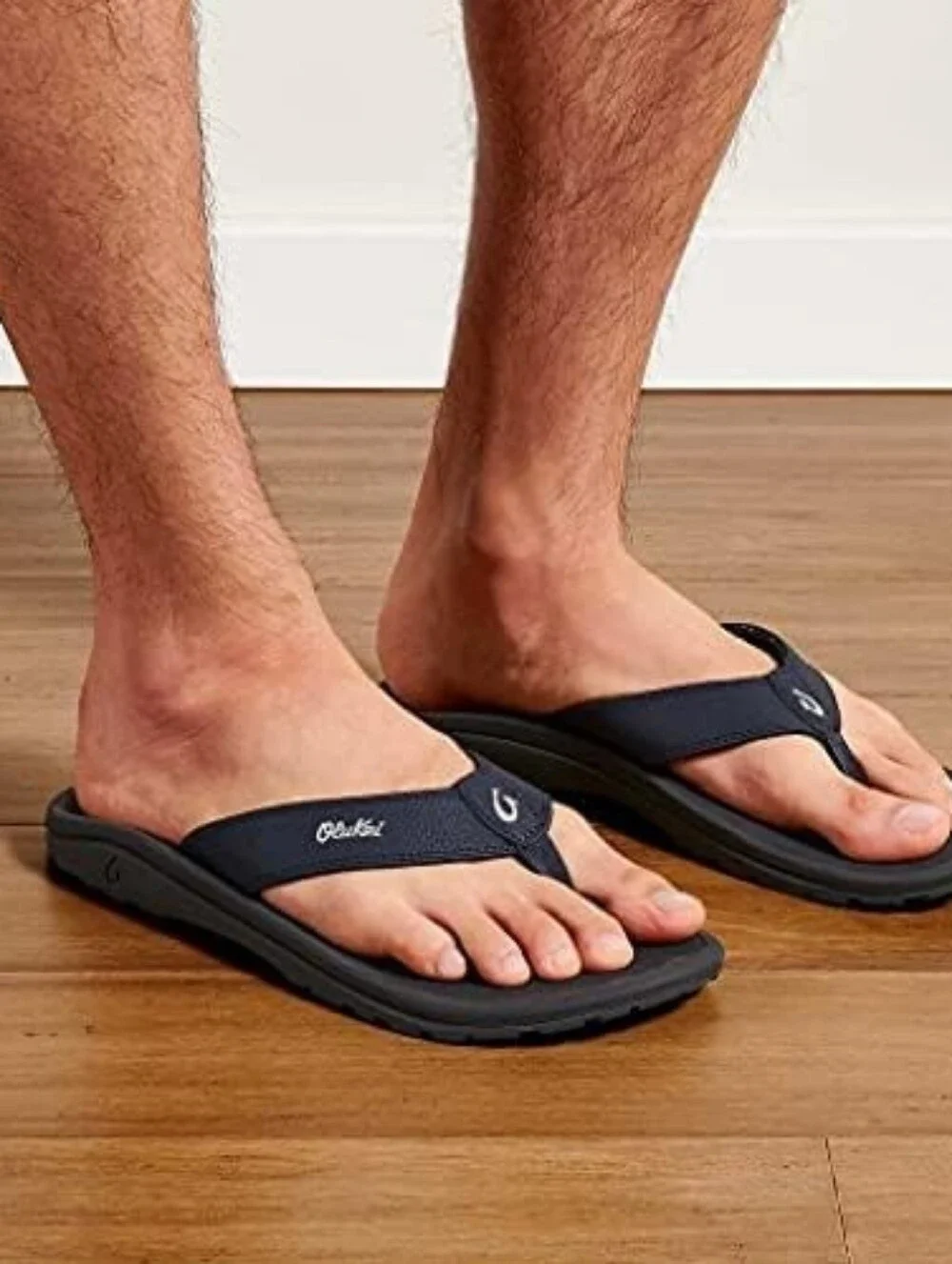 OluKai Men's ‘Ohana Flip Flop Color: Trench Blue/Black Blue Size 8